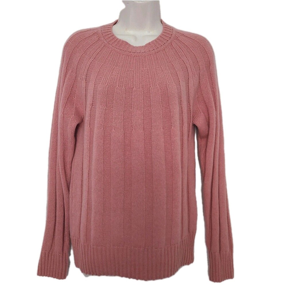 Saks Fifth Avenue Sweater Womens Sz M Pink 100% Cashmere Crewneck Pullover